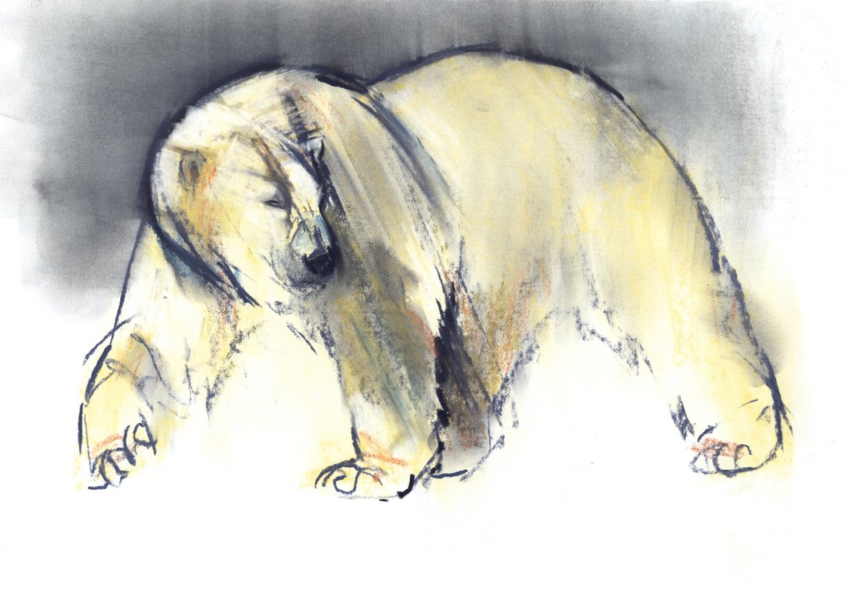 Yellow Ghost, 2016, (conté och pastell på papper) av Mark Adlington