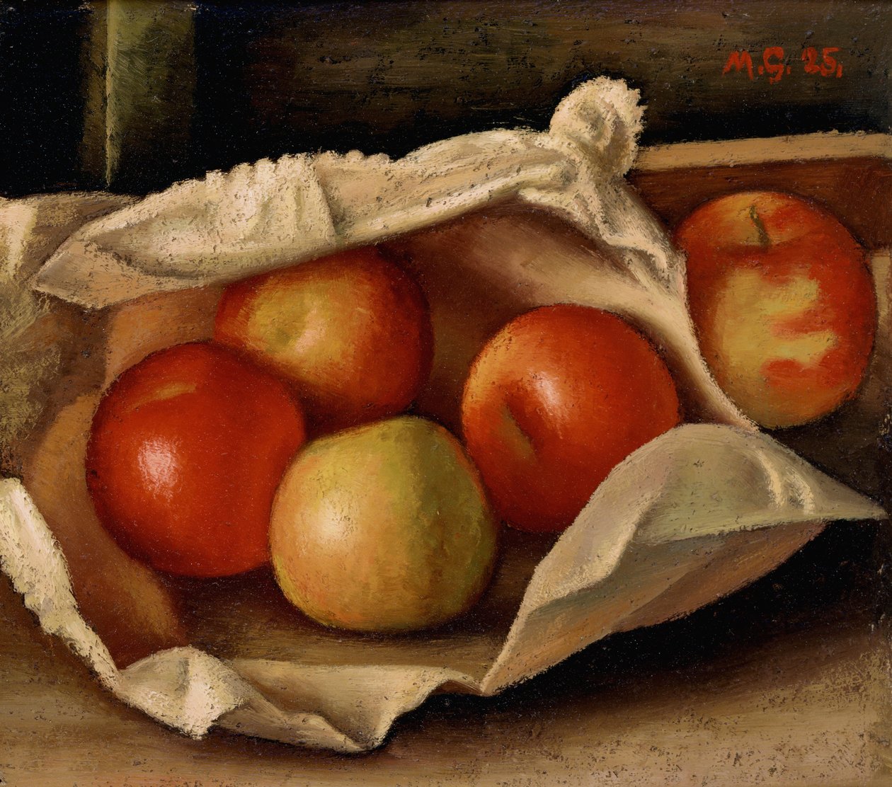 Äpplen i en påse, 1925 (olja på kartong) av Mark Gertler