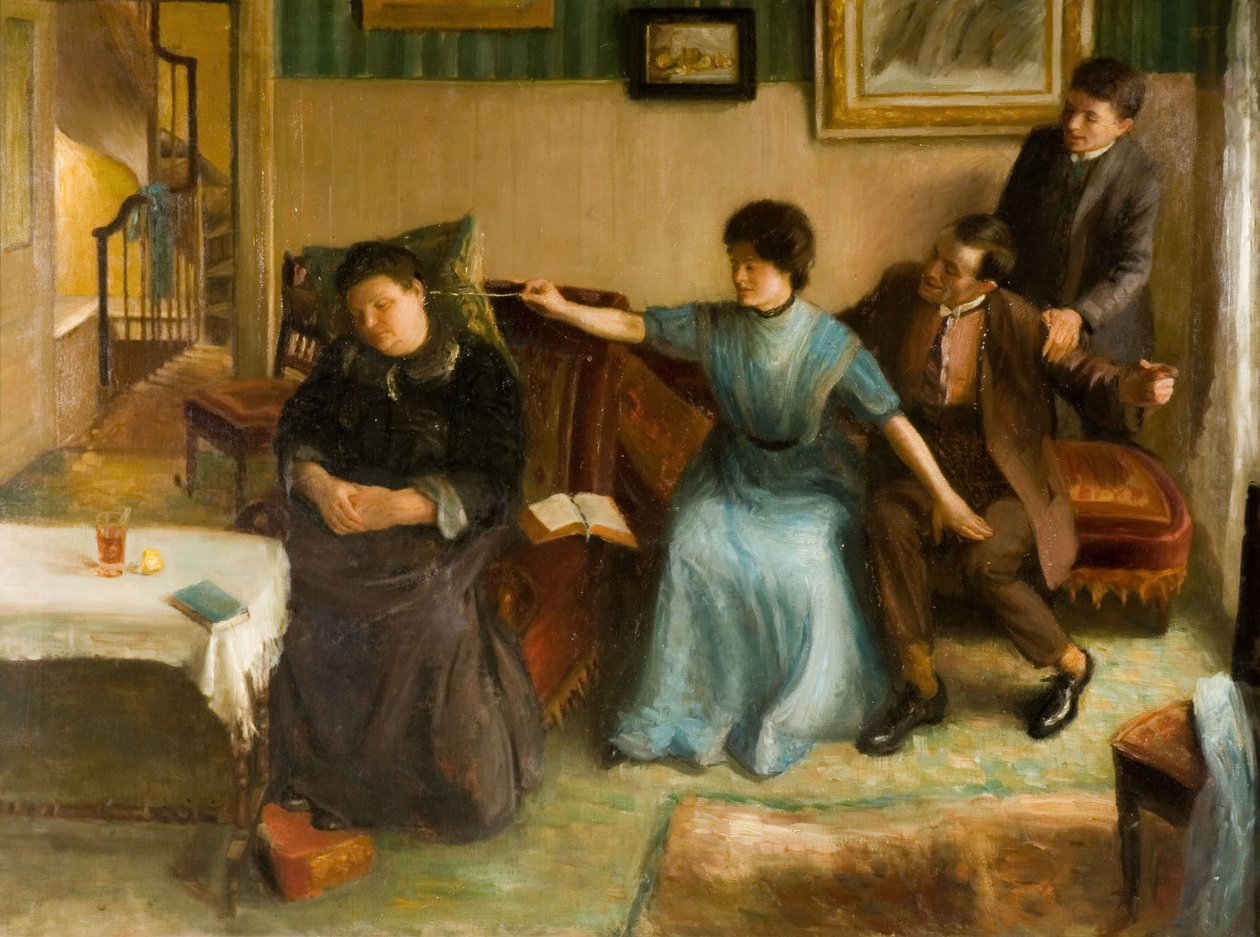 Porträtt av konstnärens familj, en lekfull scen, 1910-1911. av Mark Gertler