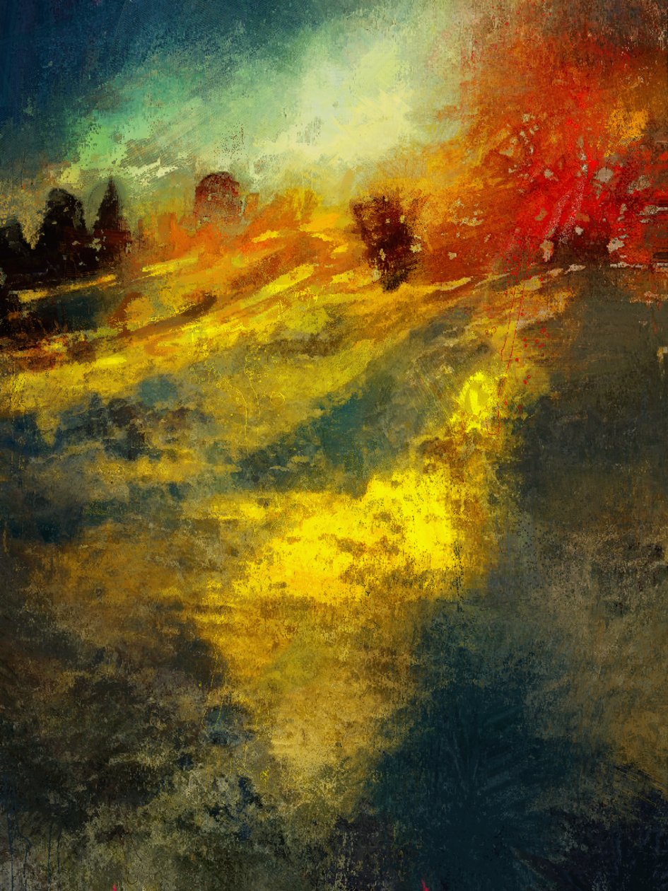 En vintereftermiddag vid Calke Abbey, 2016 (blandteknik) av Mark Gordon