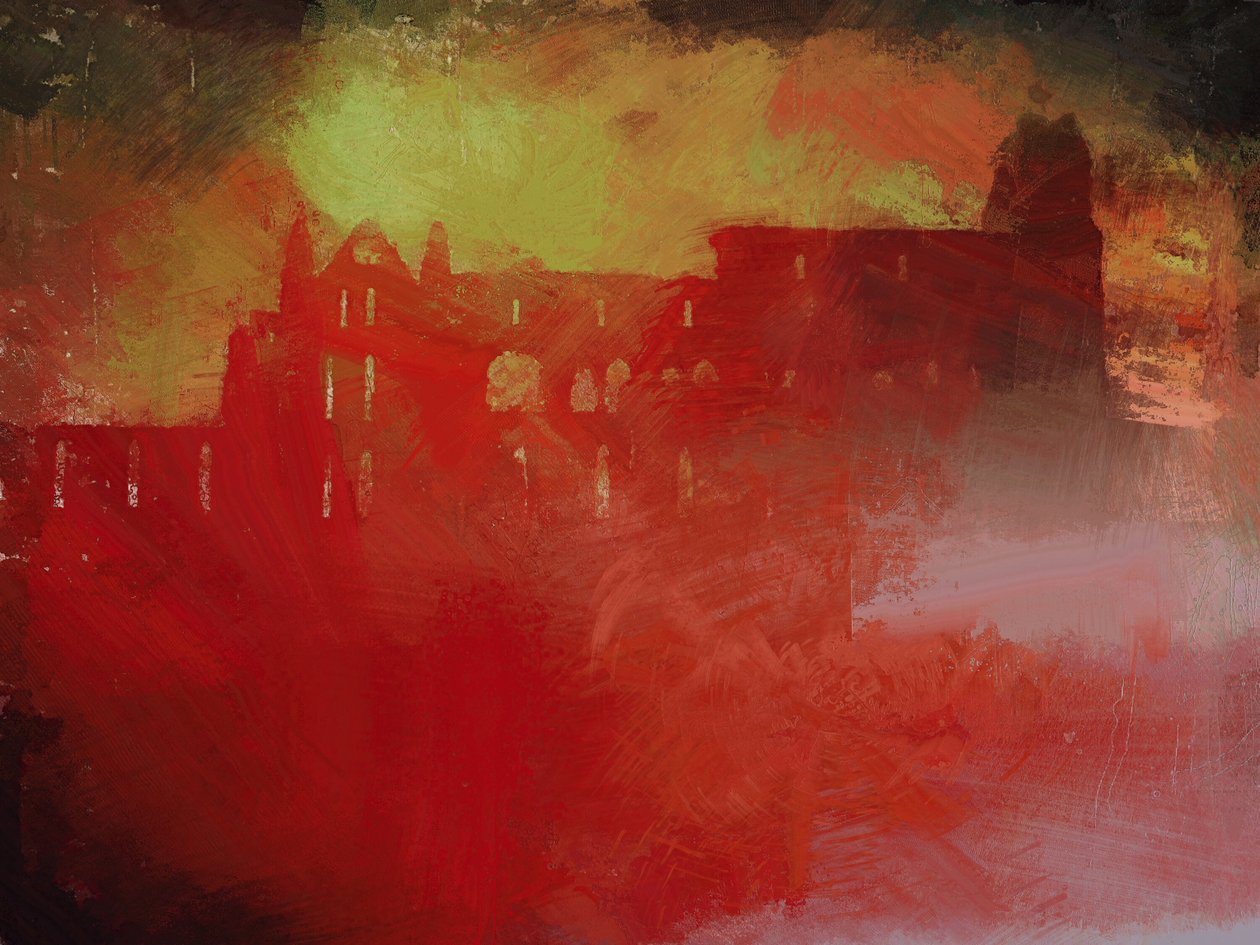 Mr Stokers tidiga morgonpromenad - Whitby Abbey (blandteknik) av Mark Gordon