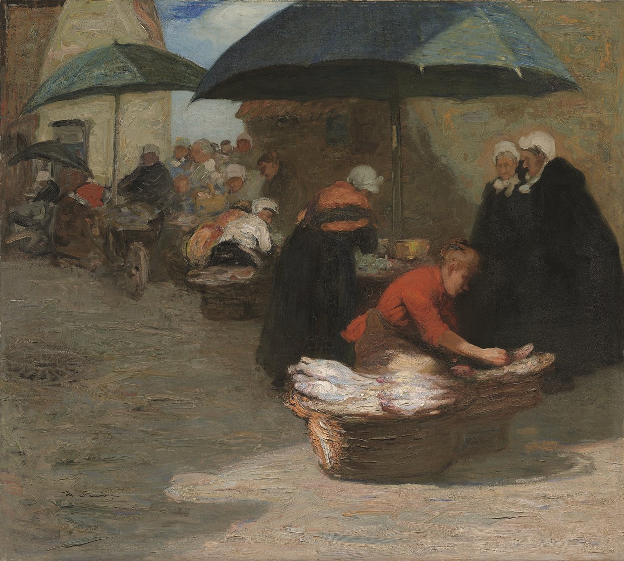 En flamländsk fiskmarknad (olja på duk) av Mark Senior