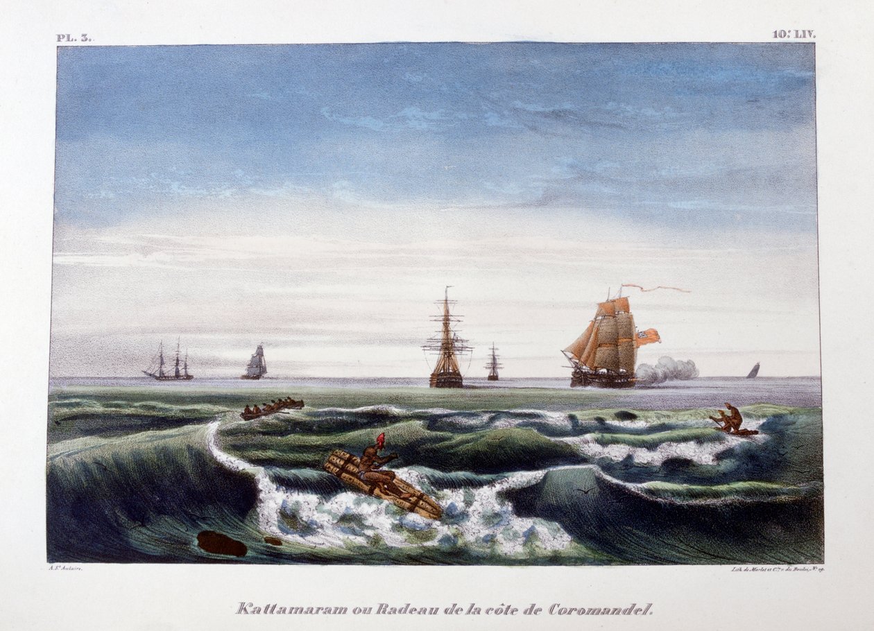 En flotte utanför Coromandels kust, Indien, 1828. av Marlet et Cie