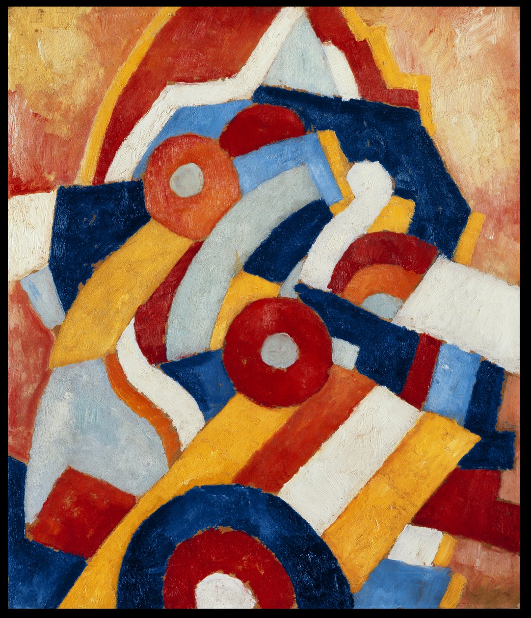 Abstraktion, ca 1914 (olja på kartong monterad på panel) av Marsden Hartley
