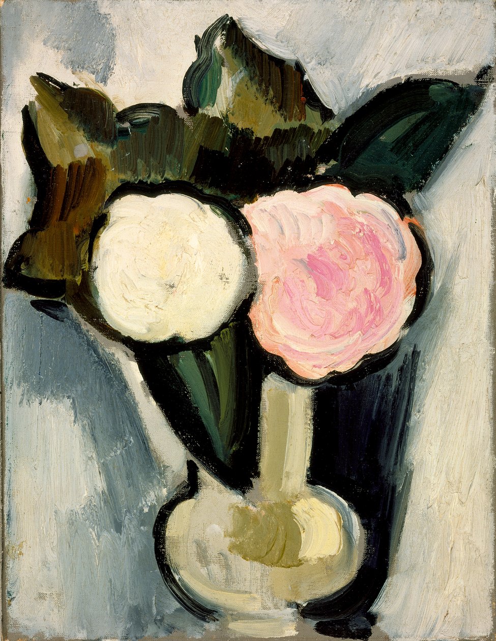 Rosa och vita blommor i en vas, c.1929 av Marsden Hartley
