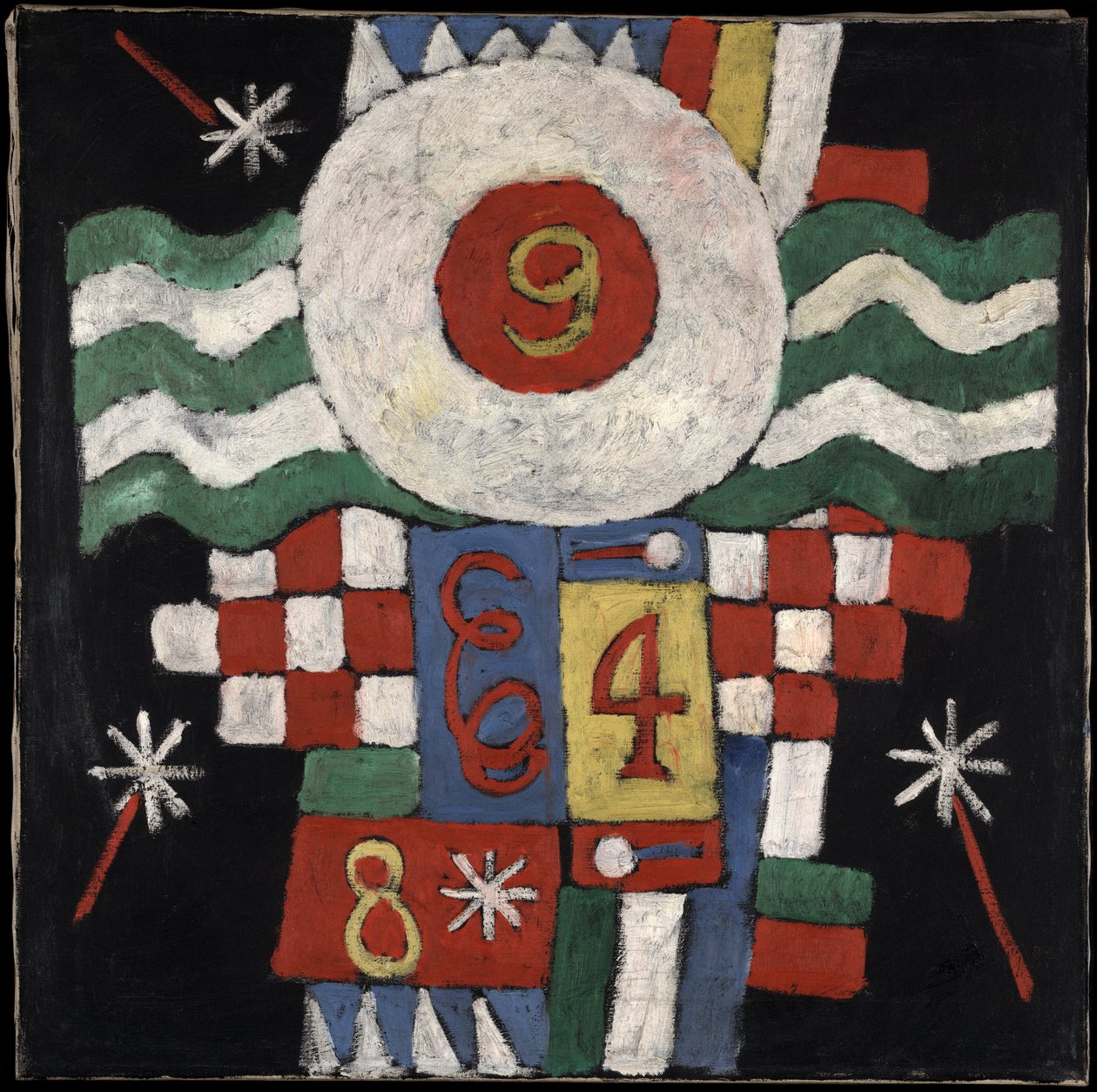 Samling av siffror, mönster och bokstäver sett av mig i början av kriget i Berlin av Marsden Hartley