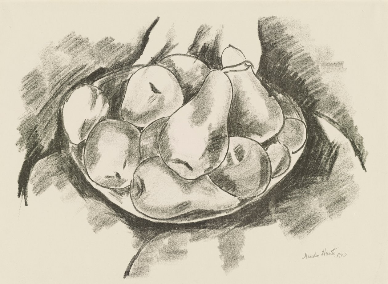 Fat med äpplen och päron av Marsden Hartley