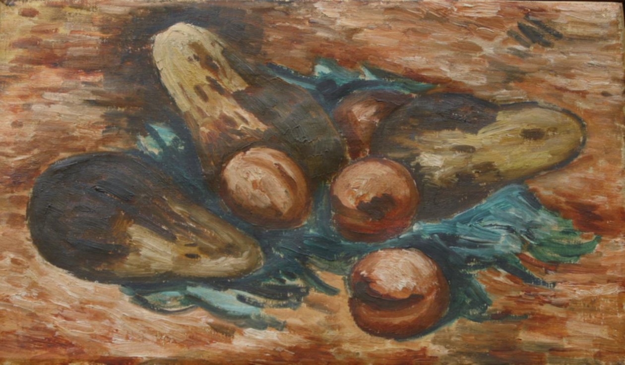 Aubergine och granatäpplen av Marsden Hartley