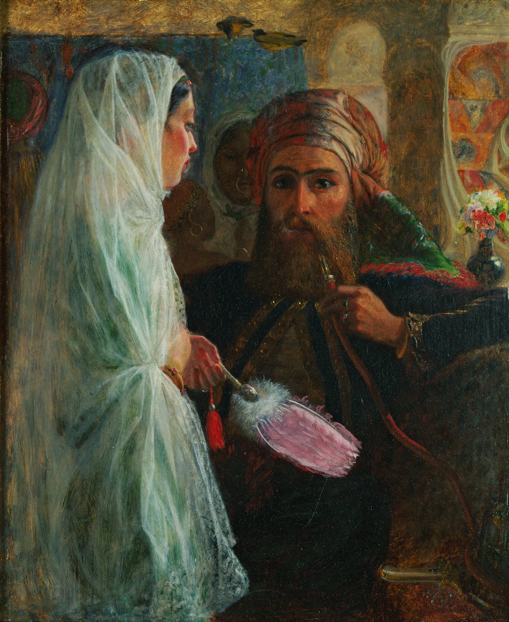The Hookah Smoker (olja på duk ombord) av Marshall Claxton