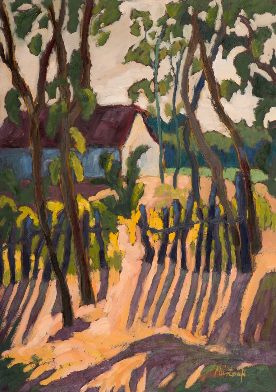 Ramshackle Fence (2011) 70*50, cm olja ombord av Marta Martonfi Benke