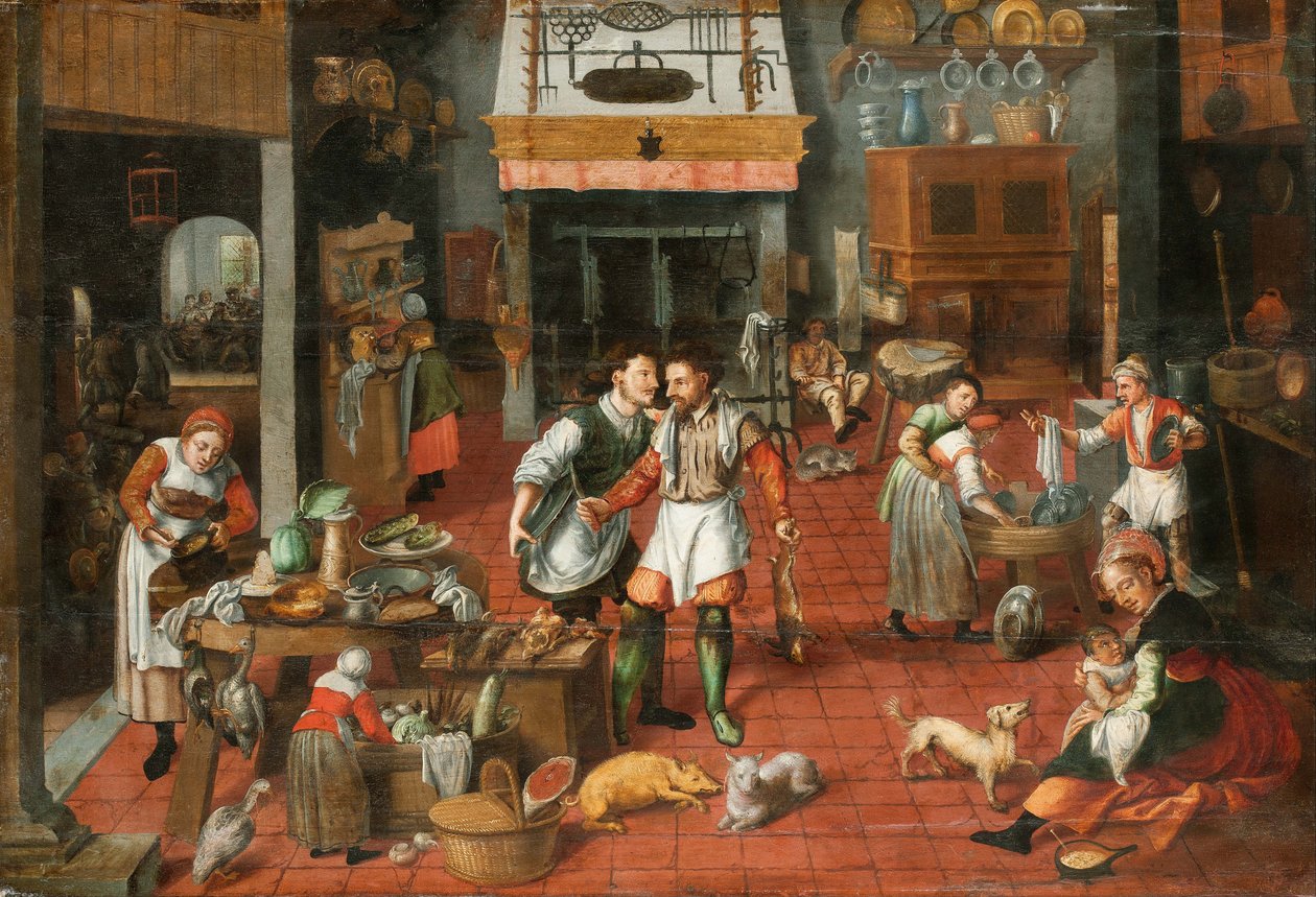 Köksinredning, ca. 1565. av Marten van Cleve the Elder