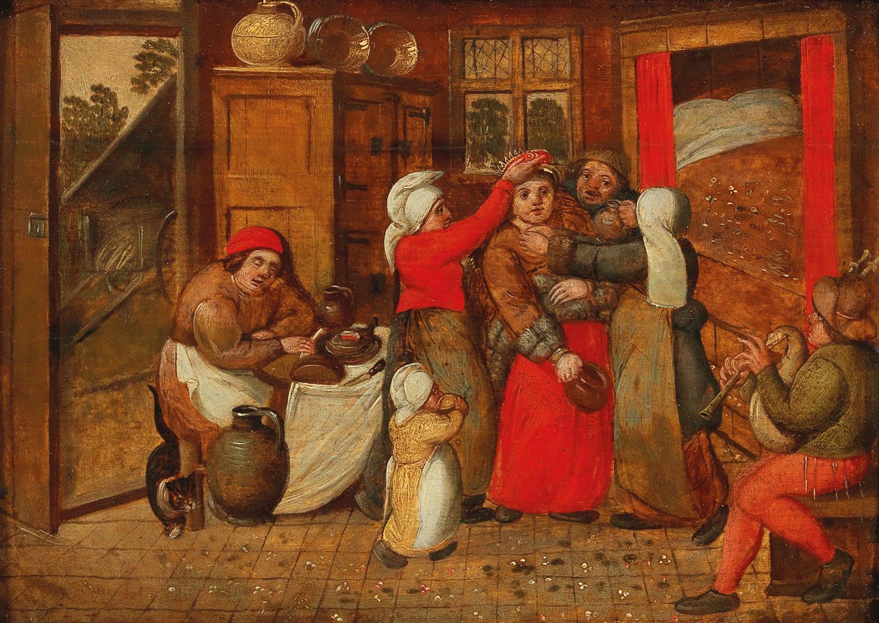 Förbereder för brudsängen, 1570-tal. av Marten van Cleve the Elder