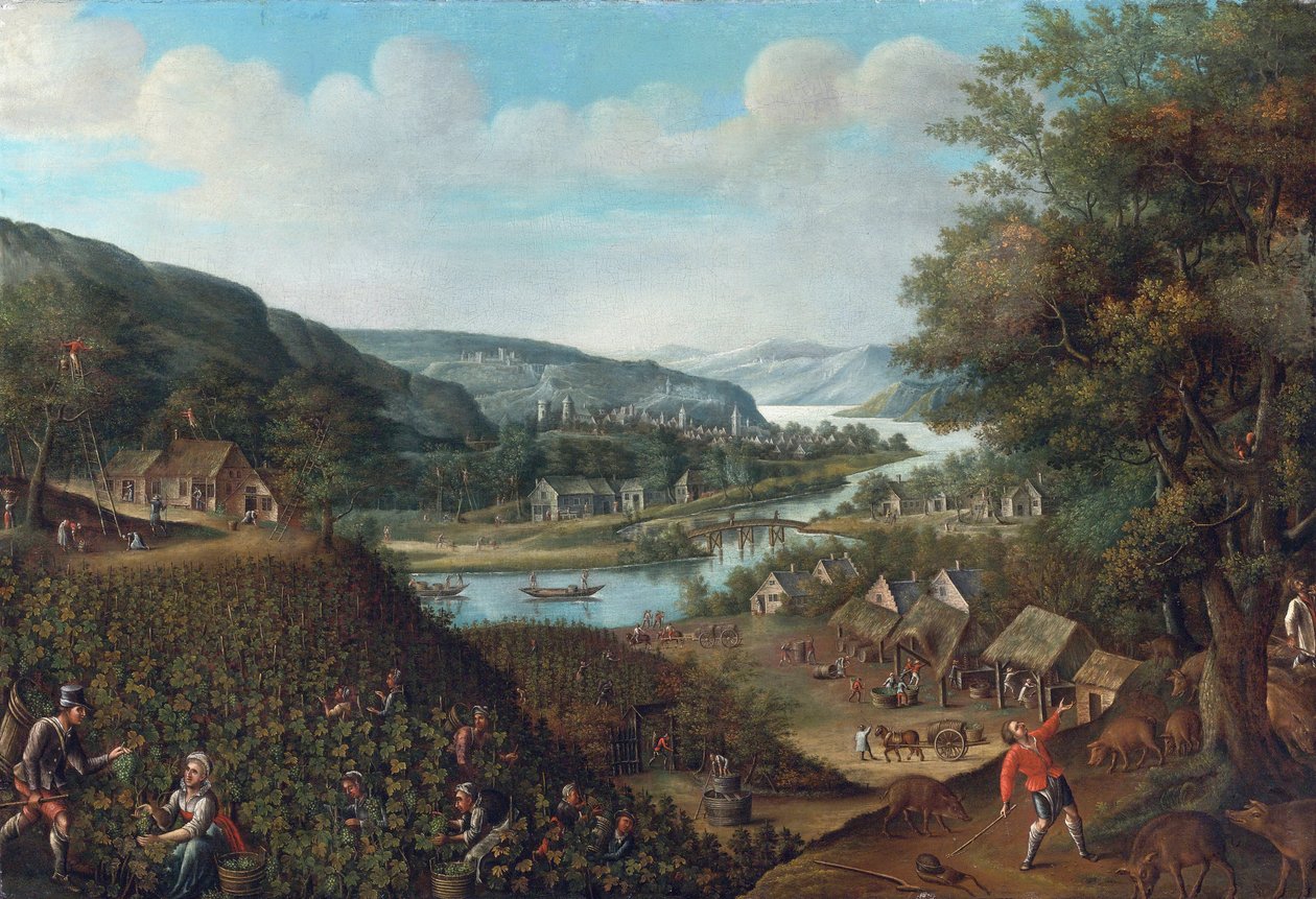Autumn par Valckenborch, Marten van (1535-1612). Olja på duk, storlek: 88,3x129,5, , Privat samling av Marten van Valckenborch