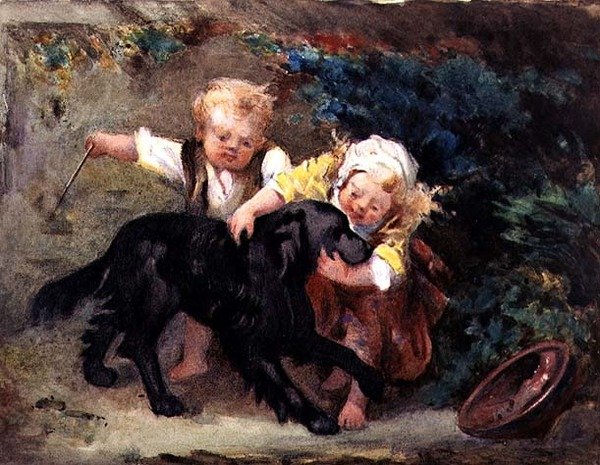 The Happy Trio (akvarell på papper) av Martha Darley Mutrie