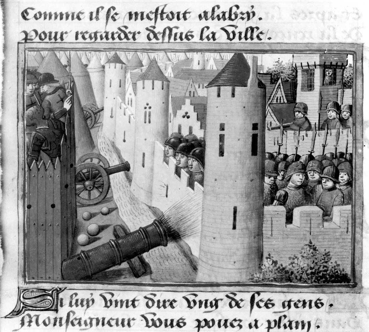 Ms Fr 5054 fol.54v Belägringen av Orleans, från Karl VIIs Vigils, c.1484 av Martial de Paris