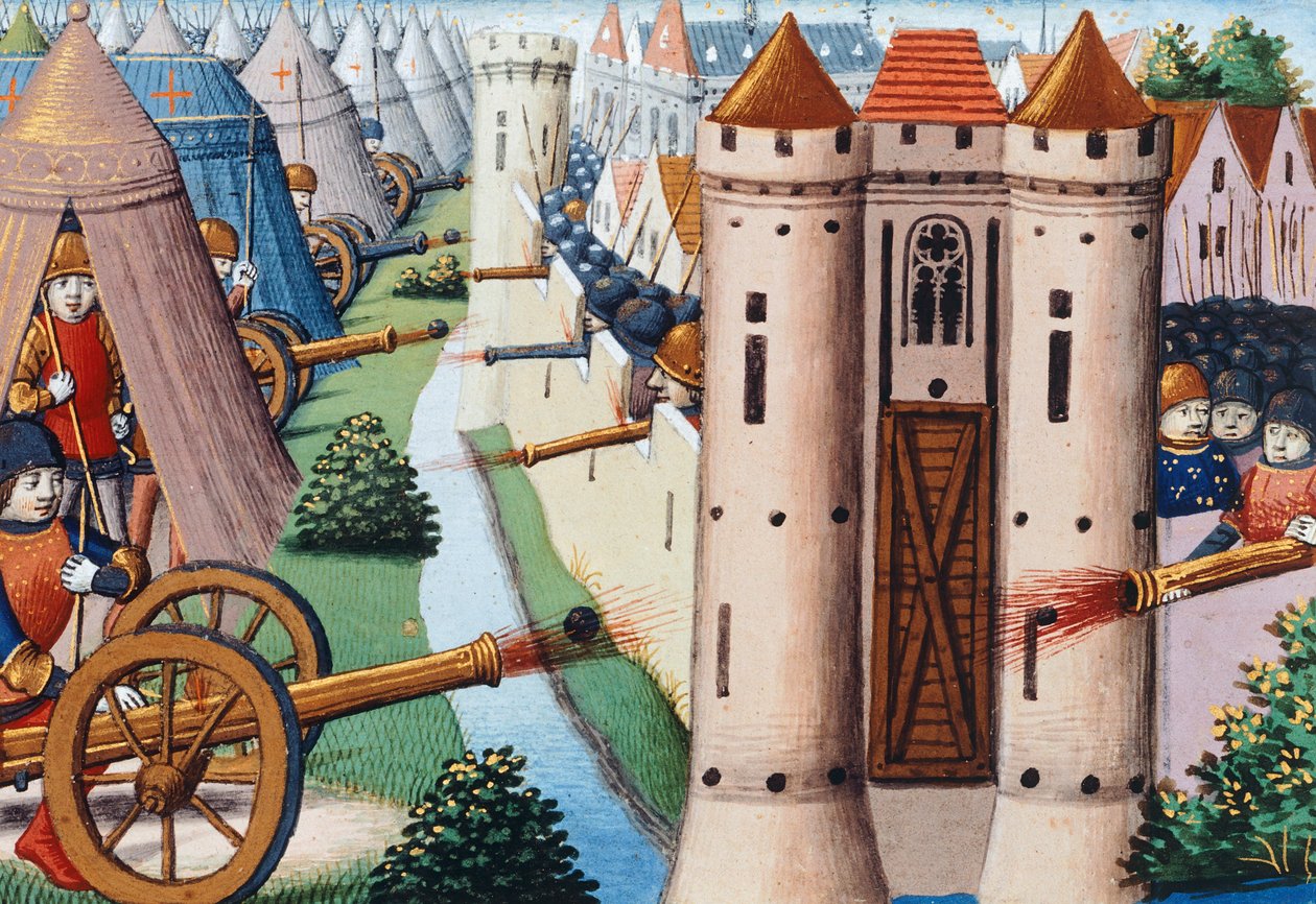 Belägringen av Rouen (juli 1418-januari 1419) 1484, folio 19v, Vigiles de Charles VII av Martial de Paris (fl.15th century)