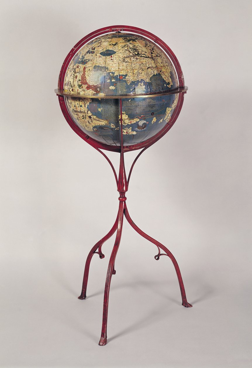 Terrestrial Globe, som visar Indiska oceanen, tillverkad i Nürnberg, 1492 (se även 158163, 158167) av Martin Behaim