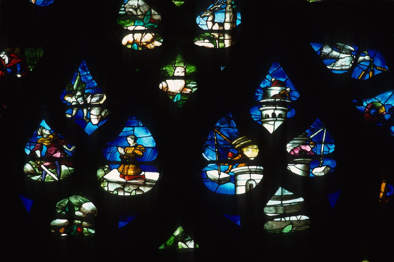 Södra rosenfönstret (målat glas) av Martin Chambiges