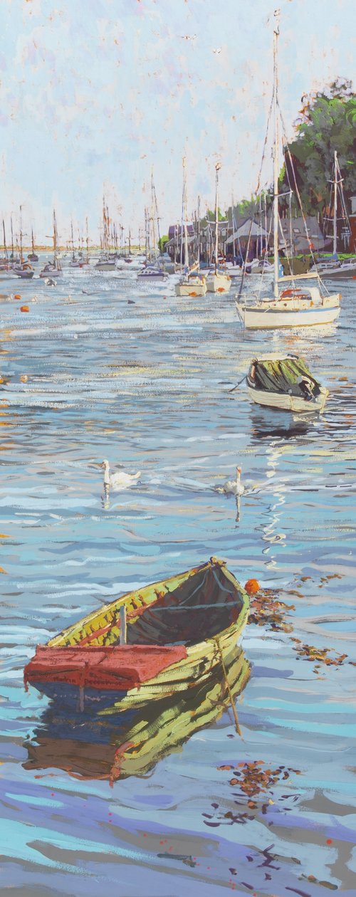The Old and the New (Portmadoc, North Wales) 2006 (gouache ombord) av Martin Decent