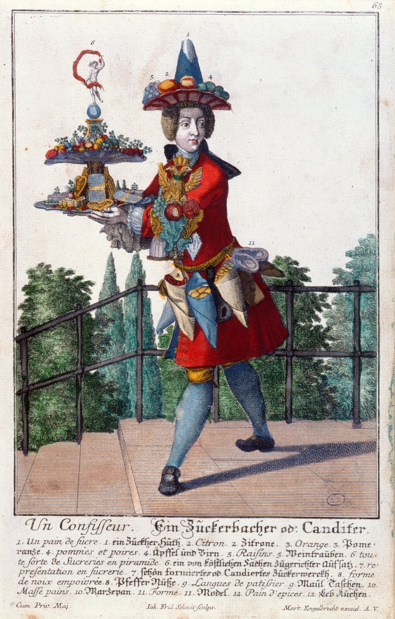 En konditor, ca 1735 (färggravyr) av Martin Engelbrecht
