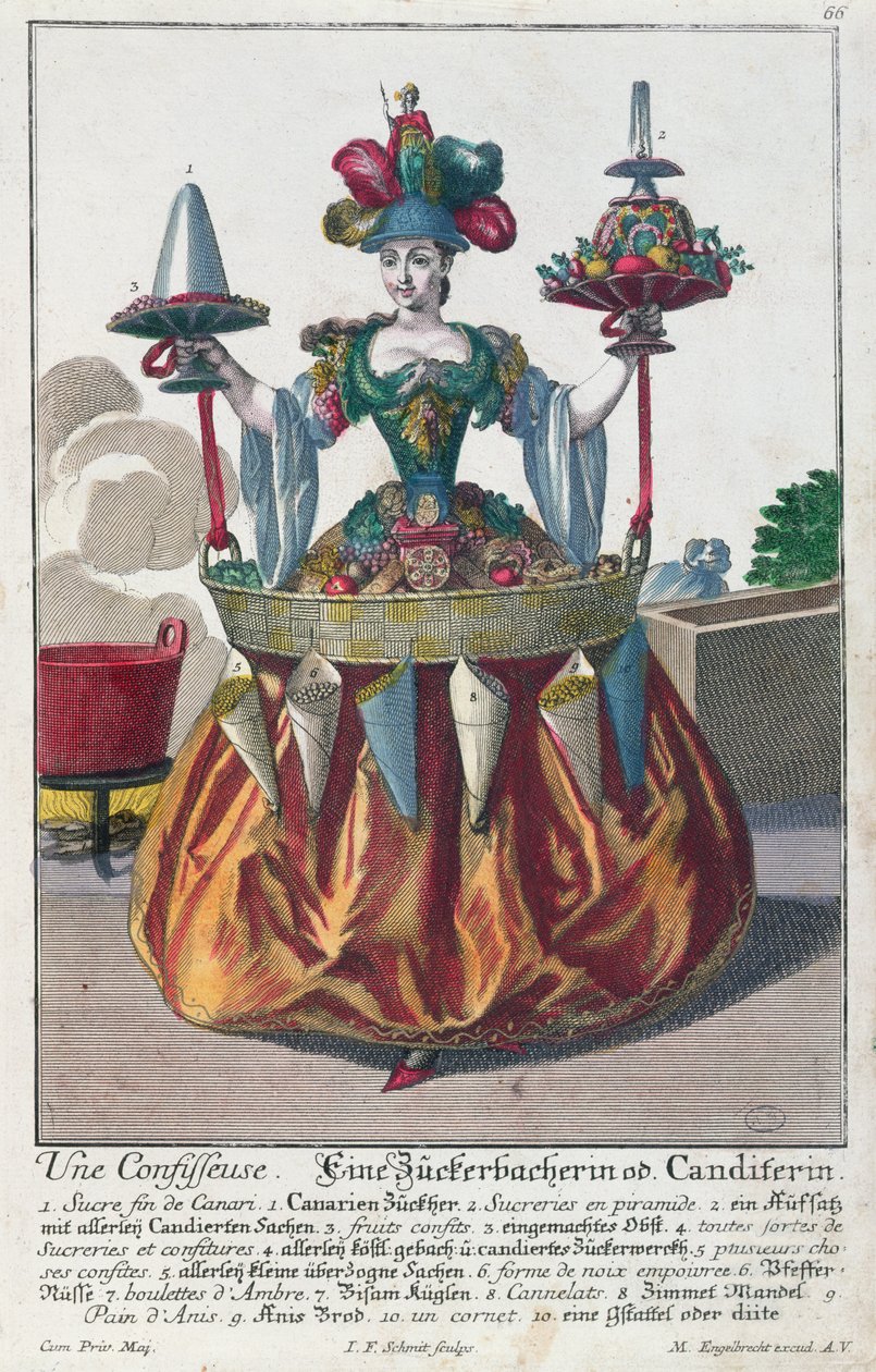 En konditor, ca 1735 (färggravyr) av Martin Engelbrecht