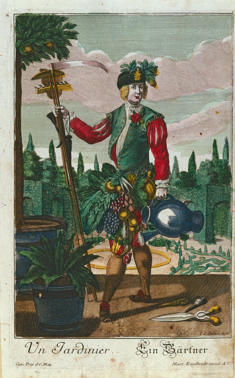 En trädgårdsmästare, allegorisk framställning, ca 1735 av Martin Engelbrecht