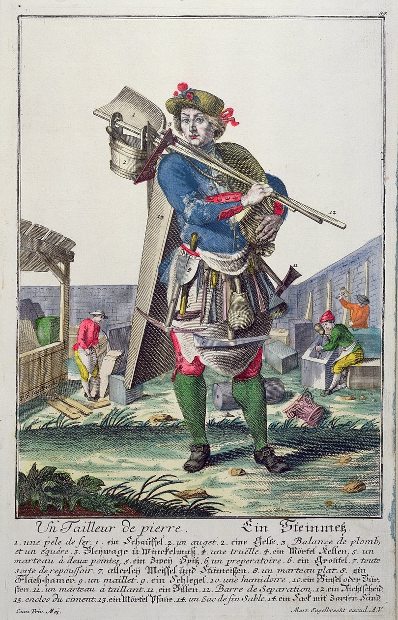 Stenhuggaren, ca 1735 av Martin Engelbrecht