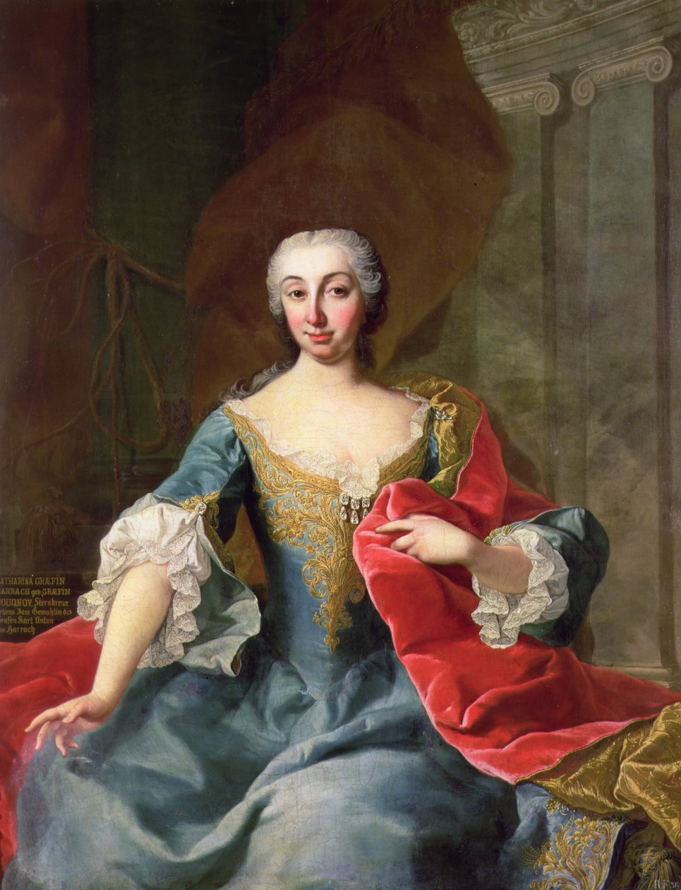 Katherina, grevinnan Harrach, född grevinnan Bouqnoy, hustru till greve Karl Anton von Harrach, 1700-tal av Martin II Mytens or Meytens
