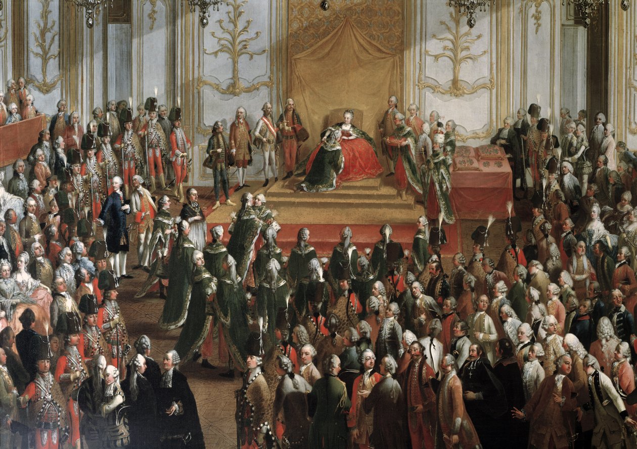 Maria Theresa vid Investiture of the Order of St. Stephen, 1764 (detalj av 67407) av Martin II Mytens or Meytens