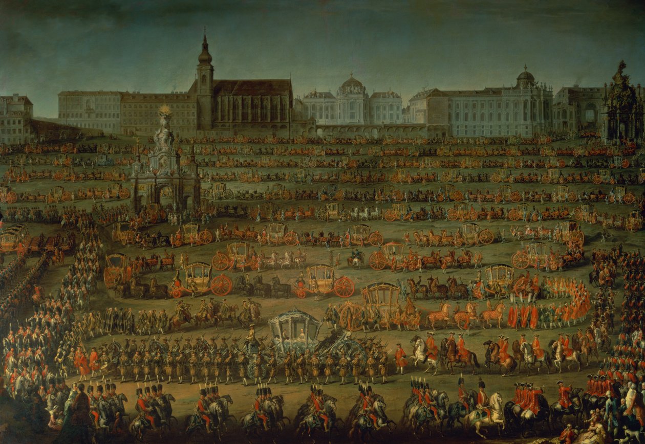 Ankomsten av Isabella av Parma i samband med hennes bröllop med Josef II, 1760 av Martin II Mytens or Meytens