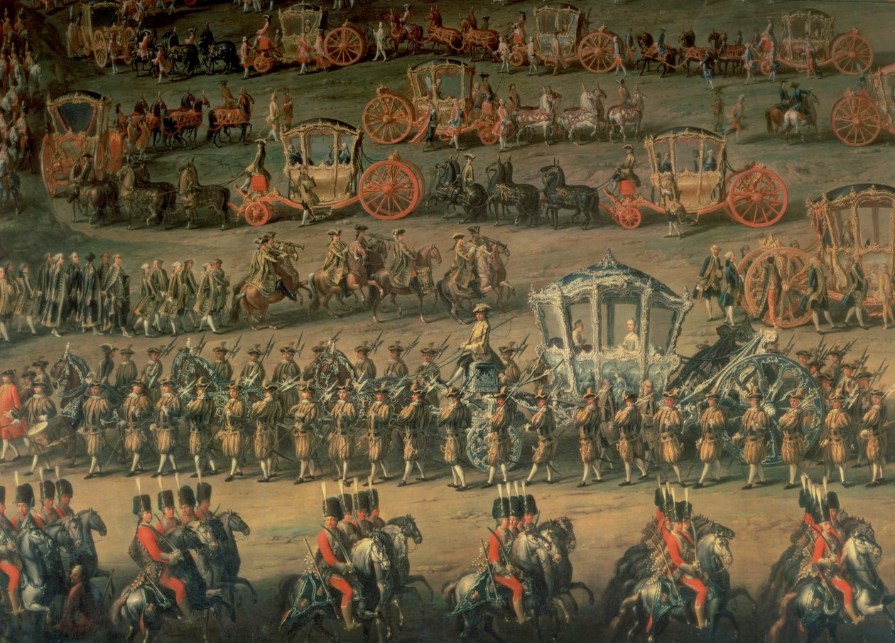 Ankomsten av Isabella av Parma i samband med hennes bröllop med Josef II (senare kejsare av Tyskland), 1760 av Martin II Mytens or Meytens