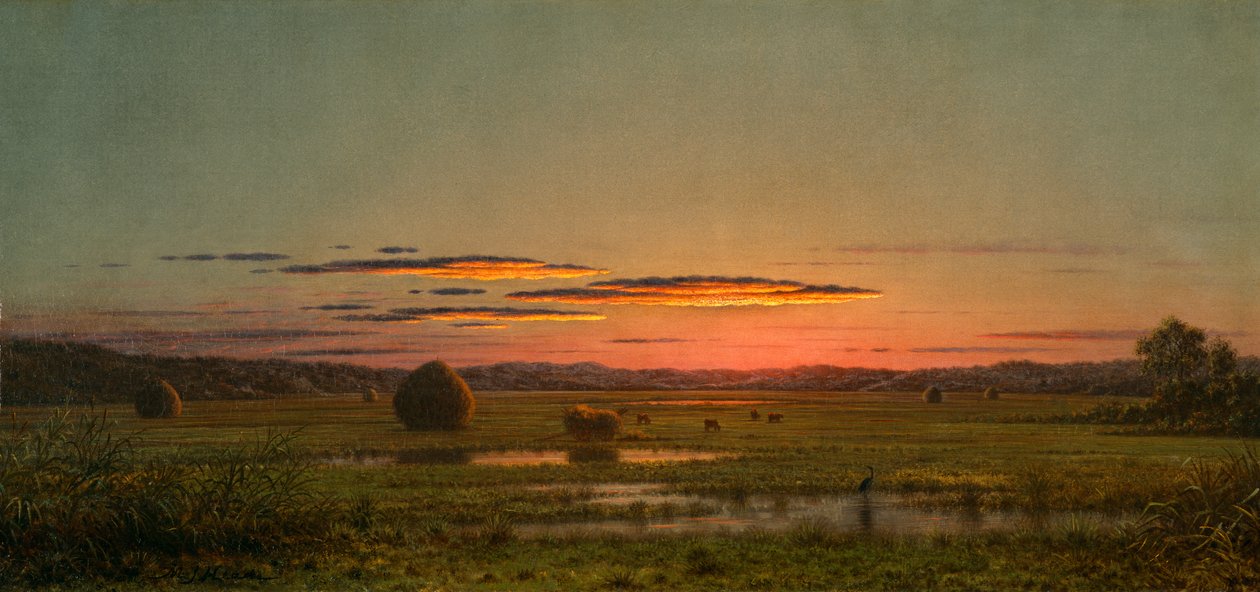 Solnedgång, ca 1880 av Martin Johnson Heade