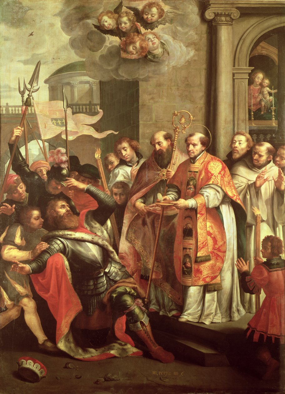 S:t Bernard av Clairvaux (1090-1153) och William X (1099-1137) hertig av Aquitaine av Martin Pepyn or Pepin