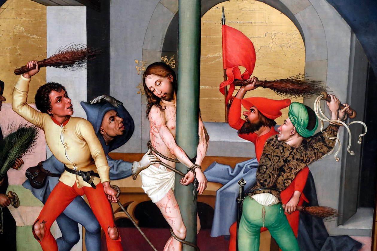 Passion of Christ, Flagelleringen (olja på träpanel) av Martin Schongauer