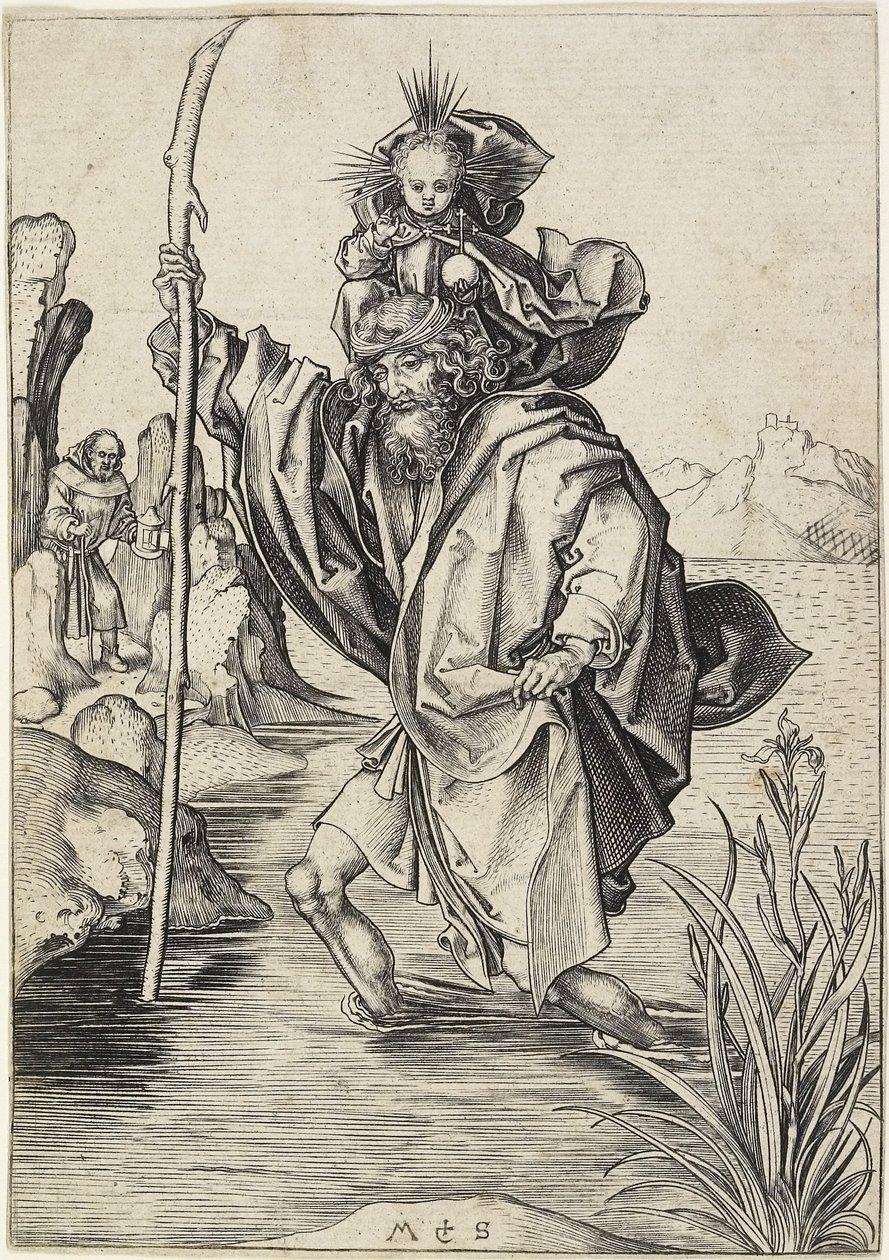 Sankt Kristoffer, ca 1475-1480 av Martin Schongauer
