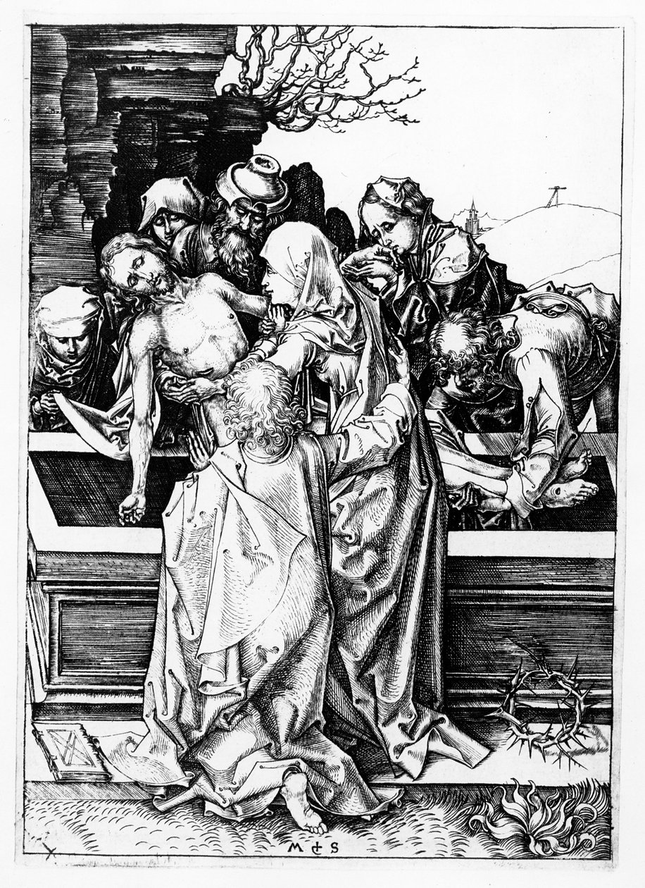 Gravskicket, ca 1475 av Martin Schongauer