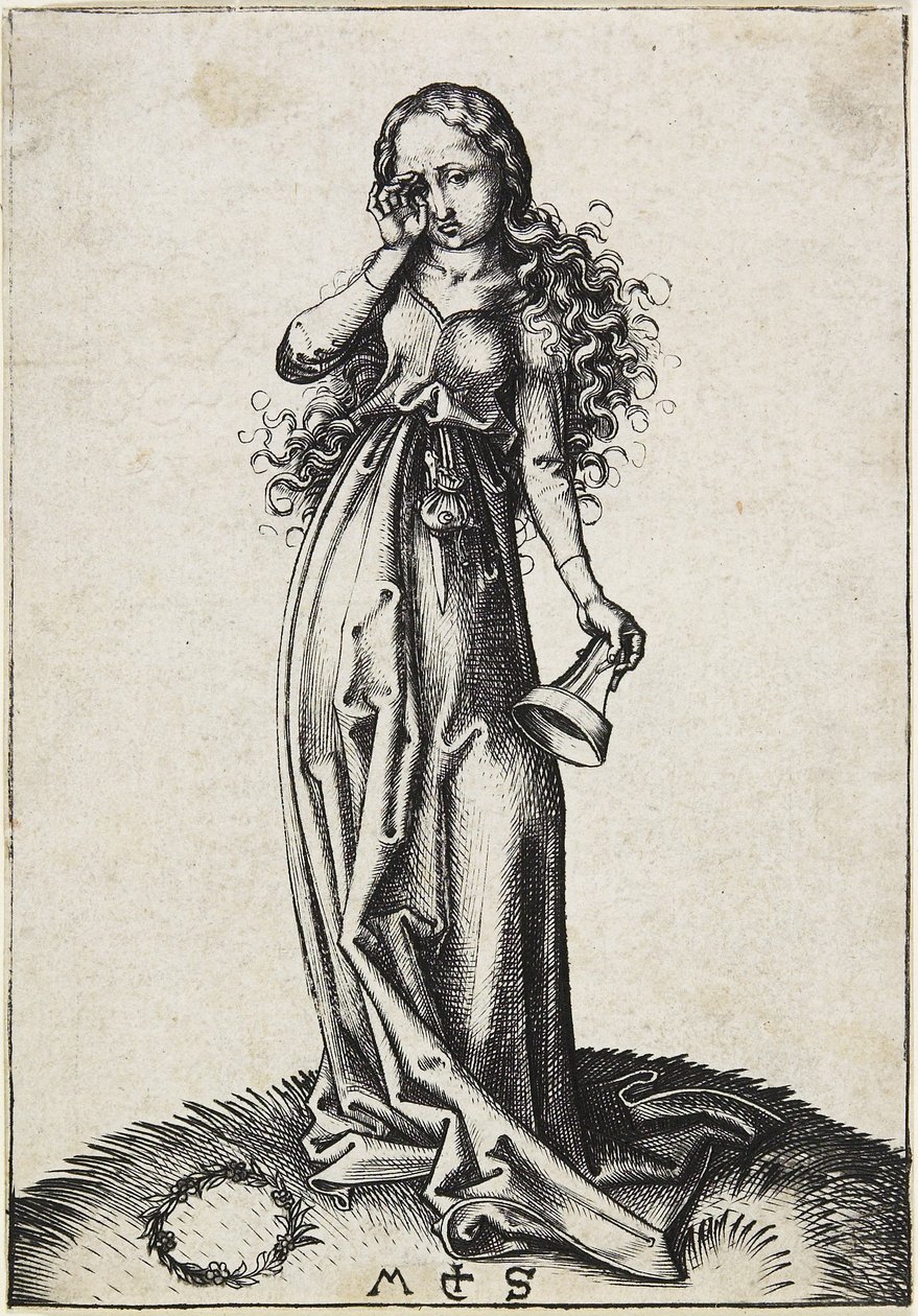 Den tredje dåraktiga jungfrun, ca. 1480-1488 av Martin Schongauer