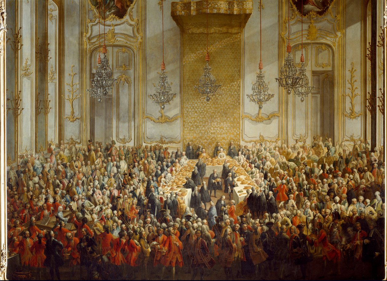 Officiell bankett anordnad för prinsessan Isabellas bröllop av Parma med kejsar Josef II, den 10/06/1760. Detalj (målning) av Martin (and studio) Mytens or Meytens