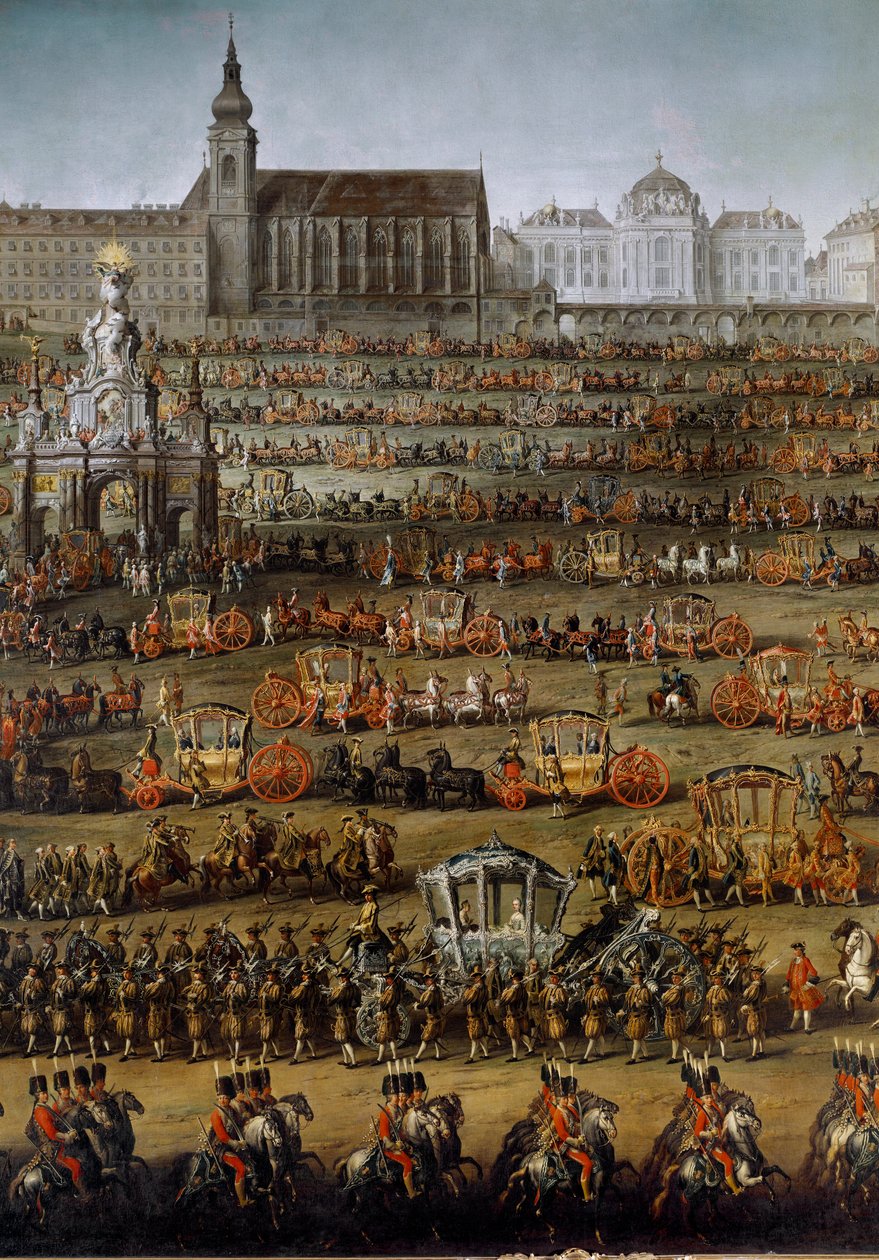 Ankomsten till Wien av prinsessan Isabella av Parma i samband med hennes bröllop med kejsar Josef II, den 05/10/1760 Detalj. (Målning) av Martin (and studio) Mytens or Meytens