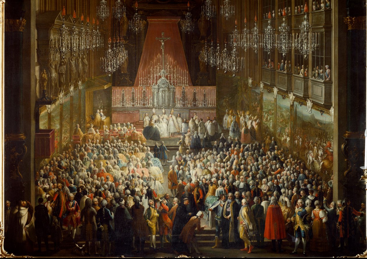 Bröllopsceremoni för prinsessan Isabella av Parma med kejsar Joseph II, den 10/06/1760. Detalj (målning) av Martin (and studio) Mytens or Meytens