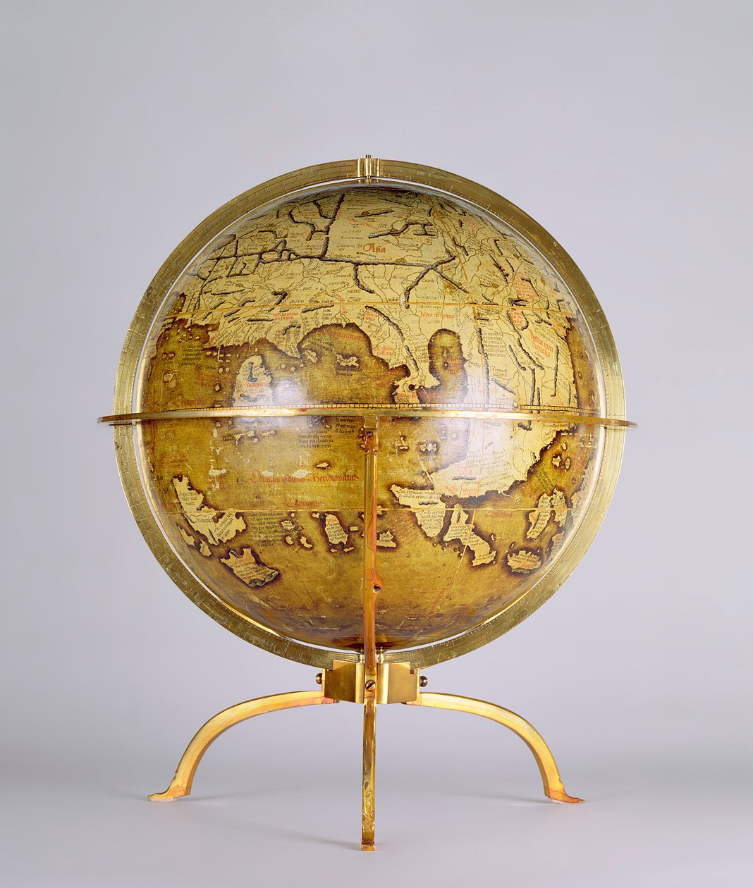 Terrestrial Globe, en av ett par kända som "Brixen"-globerna, ca 1522 (penna & bläck, akvarell & gouache på trä) av Martin (c.1470 1521) (after) Waldsemuller
