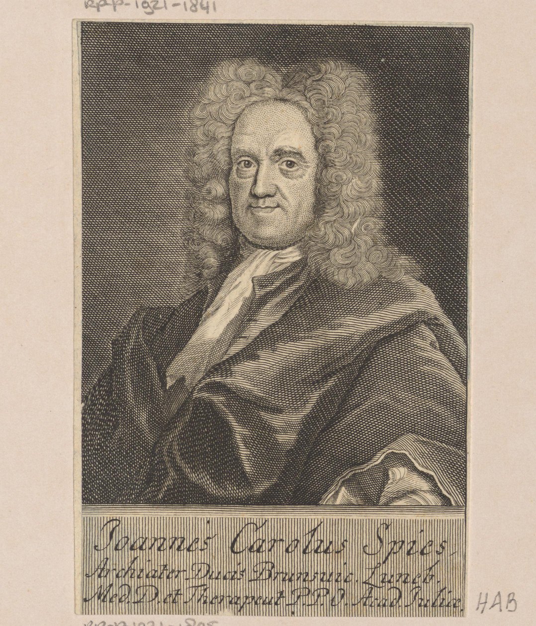 Porträtt av Johann Carl Spies av Martin Bernigeroth