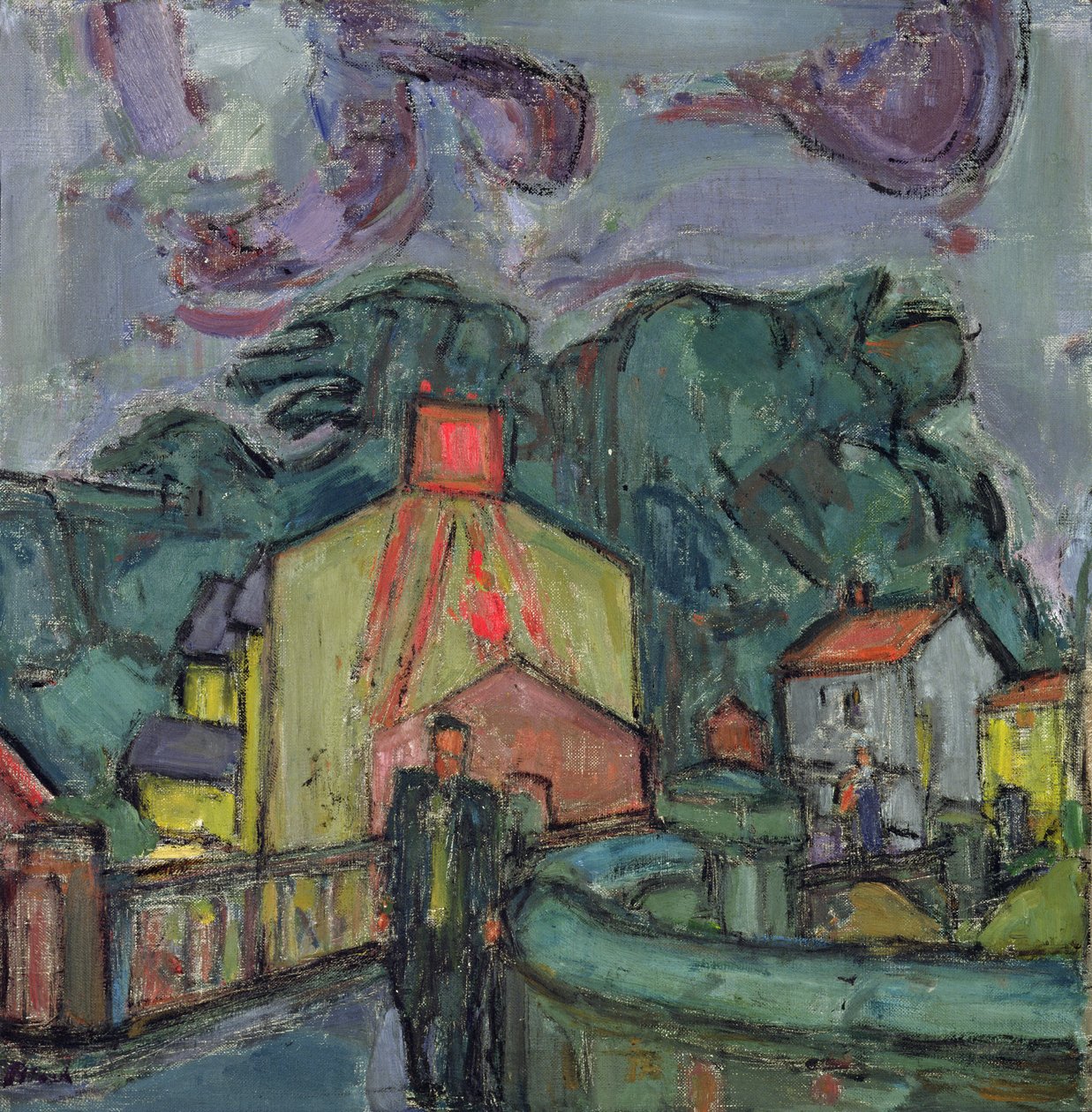 Welsh Village (olja på duk) av Martin Bloch