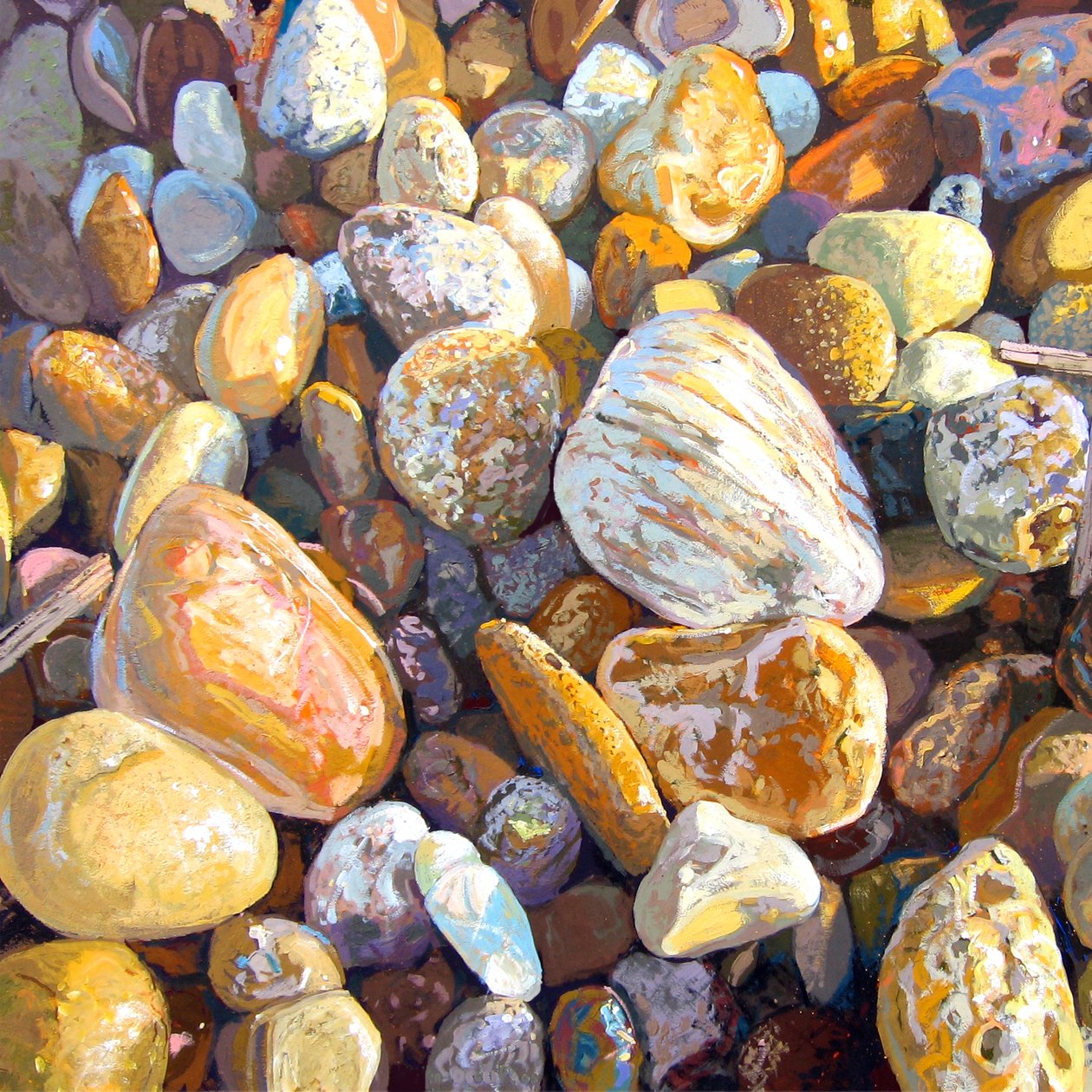 Beach Pebbles, 2007 (gouache ombord) av Martin Decent