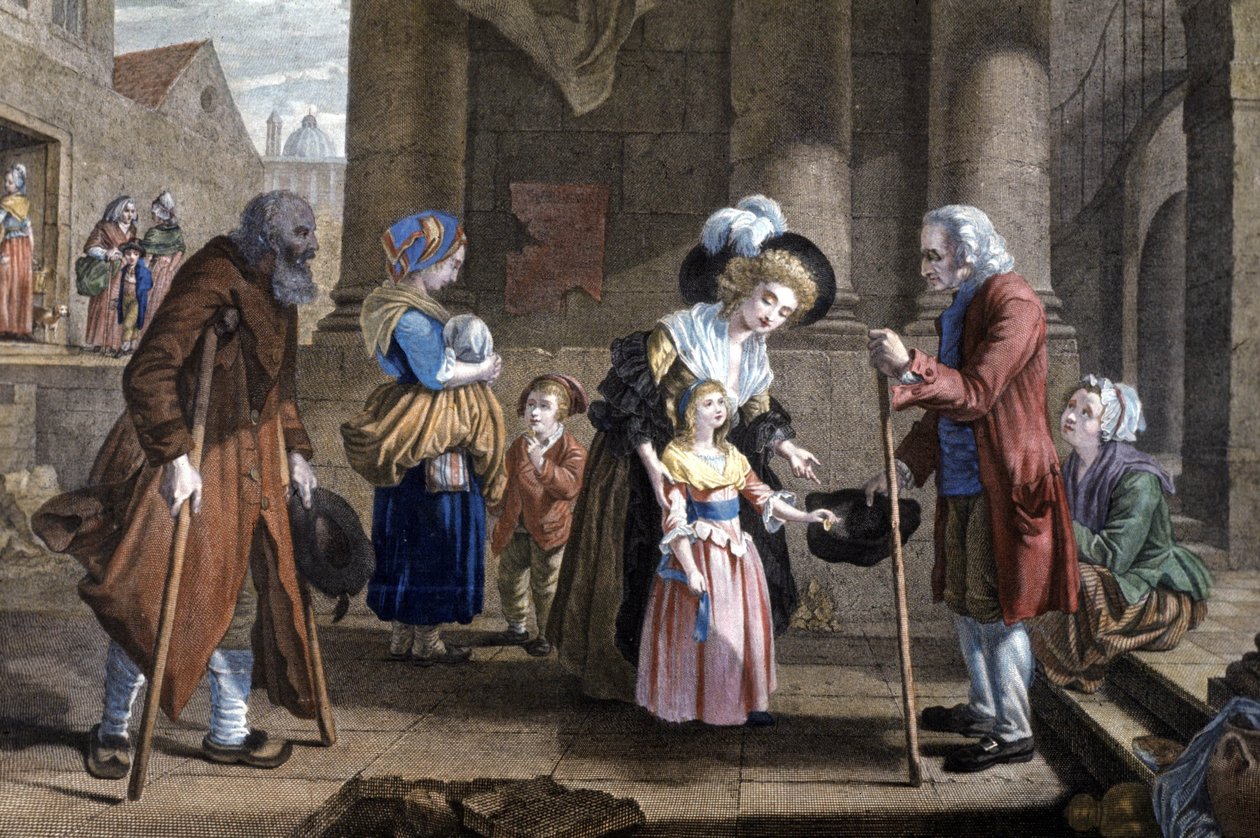 Lektion i mänsklighet. Utbildning av en ung flicka, ca 1790 (gravyr) av Martin Drölling
