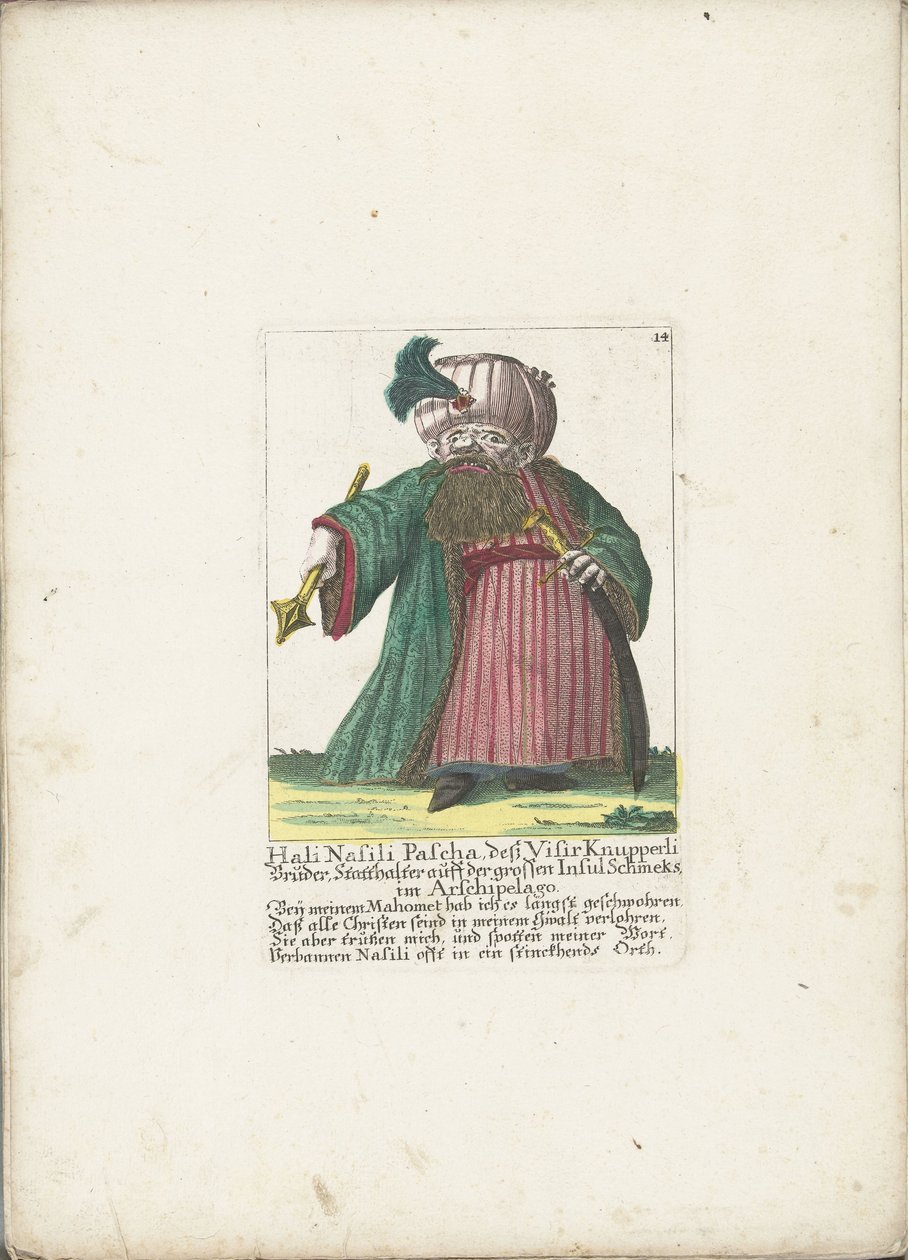 De dwerg Hali Nasili Pasha, cirka 1710 Hali Nasili Pasha, hans bror Visir Knupperli, guvernör på den stora ön Schmeks i Arsipelago (titel på objekt) Il Callotto resurcitato eller nyinrett litet skåp (serietitel) av Martin Engelbrecht (attributed to)