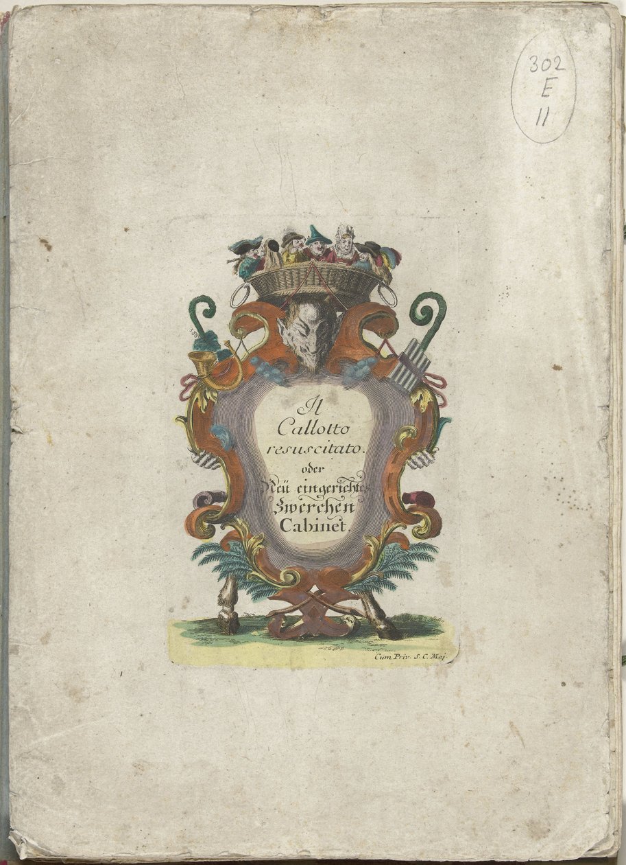 Titeltryck för serien: Il Callotto resuscitato eller Nyinrett litet skåp, ca 1710 Il Callotto resurcitato eller nyinrett litet skåp (serietitel) av Martin Engelbrecht (attributed to)
