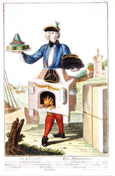 A Milliner (färg litho) av Martin Engelbrecht