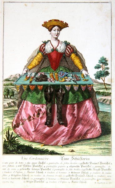 En skomakare, ca 1735 (färgstick) av Martin Engelbrecht