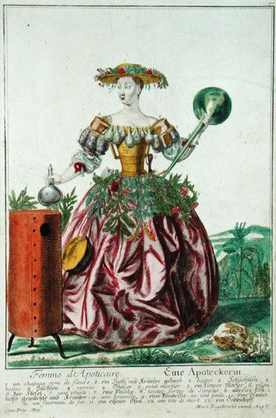 Apotekarens fru, ca 1735 (färgstick) av Martin Engelbrecht